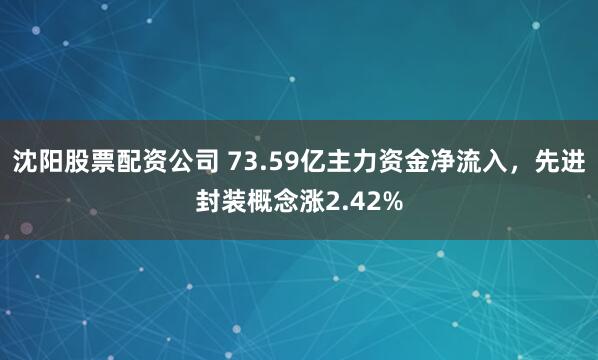沈阳股票配资公司 73.59亿主力资金净流入，先进封装概念涨2.42%